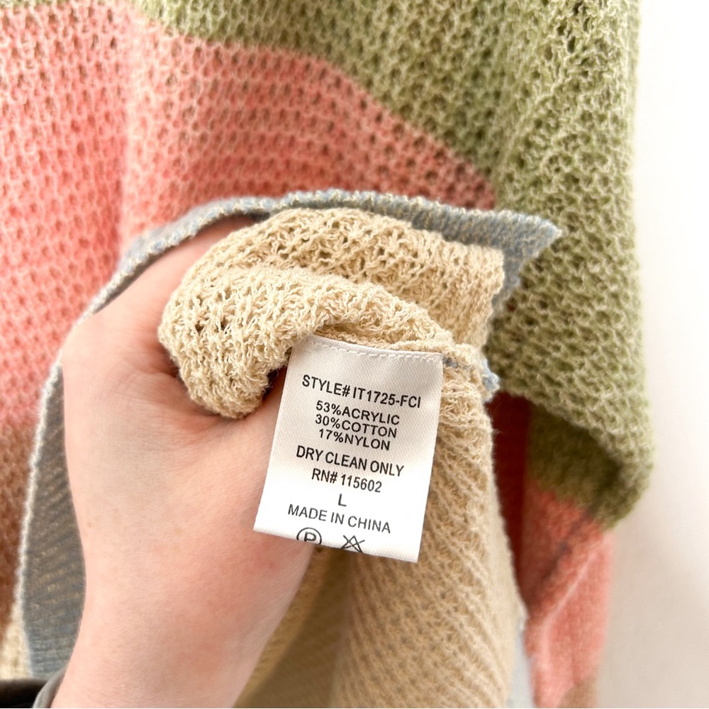 All in Favor Nordstrom Womens Pastel Stripe Slouchy Oversized Knit Sweater Small - Picture 5 of 6